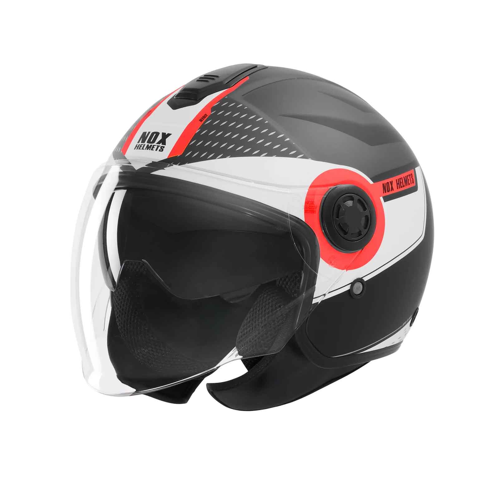 NOX N182 Casco Jet Redondo Negro Mate / Rojo Imagen principal del producto