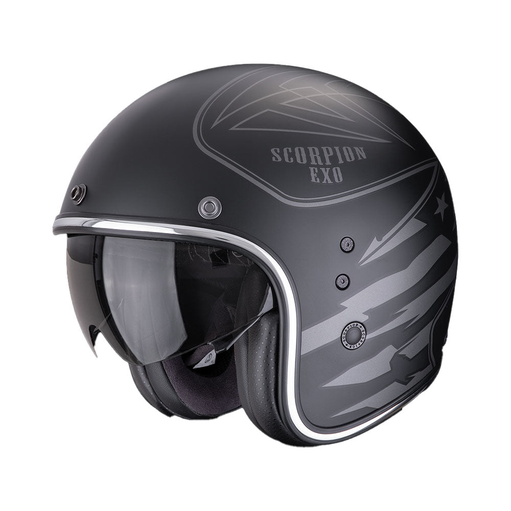 CASCO SCORPION BELFAST EVO DAWG NEGRO MATE-PLATA