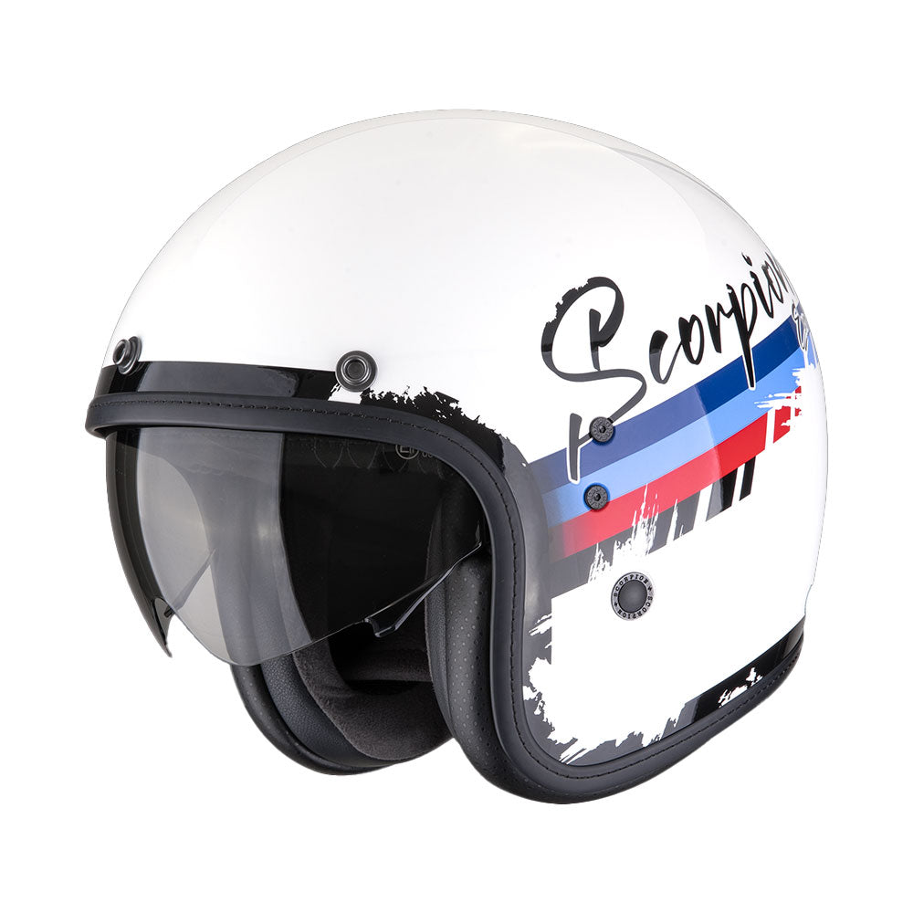 CASCO SCORPION BELFAST EVO ADONIS BLANCO - ROJO - AZUL