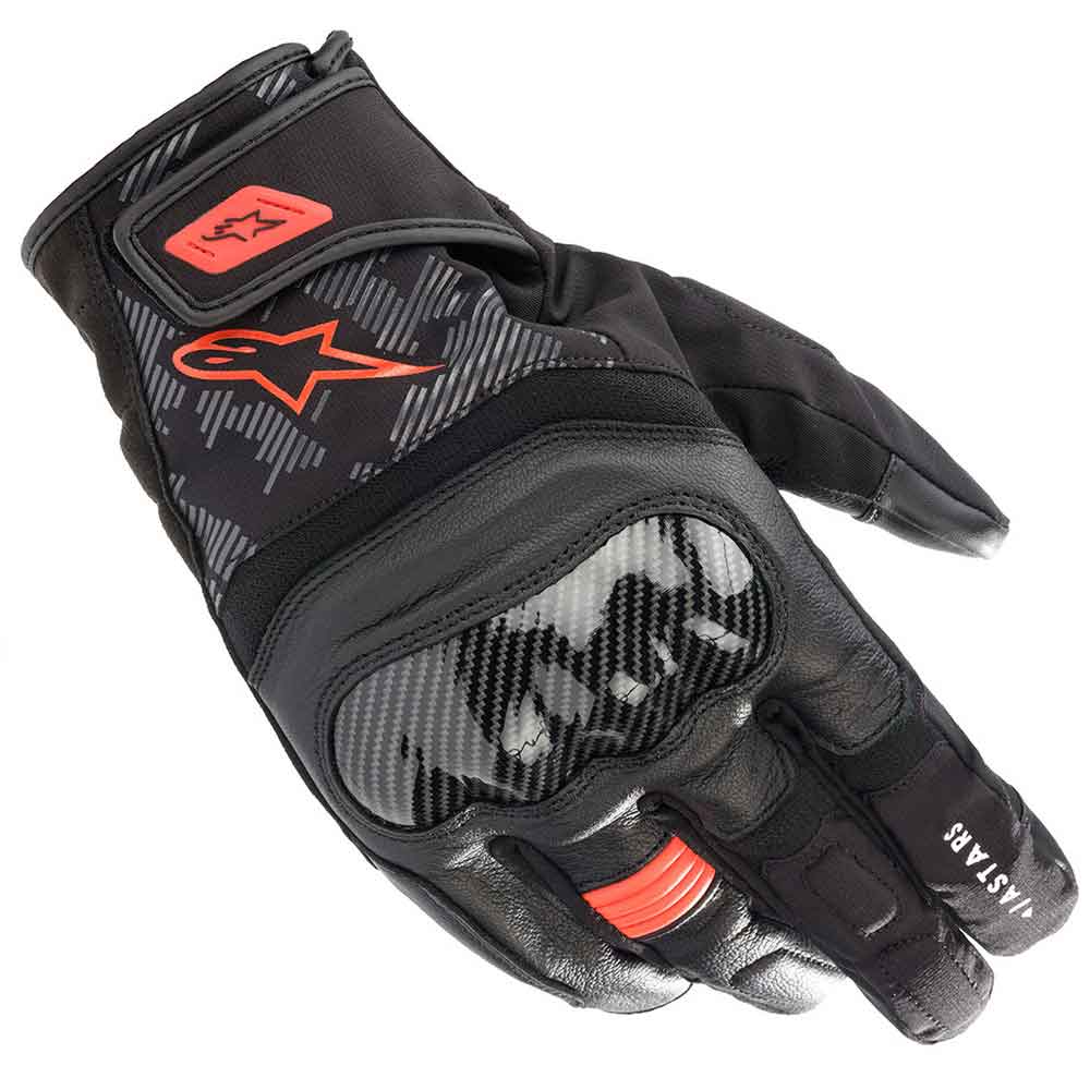 Guantes Alpinestars SMX Z Drystar Negros y Rojos Fluorescentes