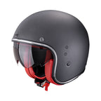 CASCO SCORPION BELFAST EVO CARBON SOLID NEGRO MATE - ROJO