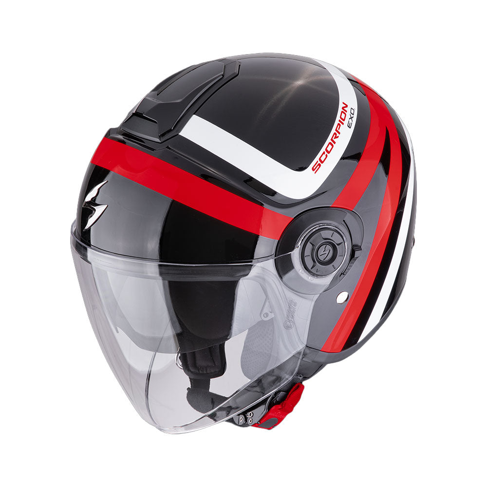 CASCO SCORPION EXO-CITY II RIVA NEGRO-ROJO