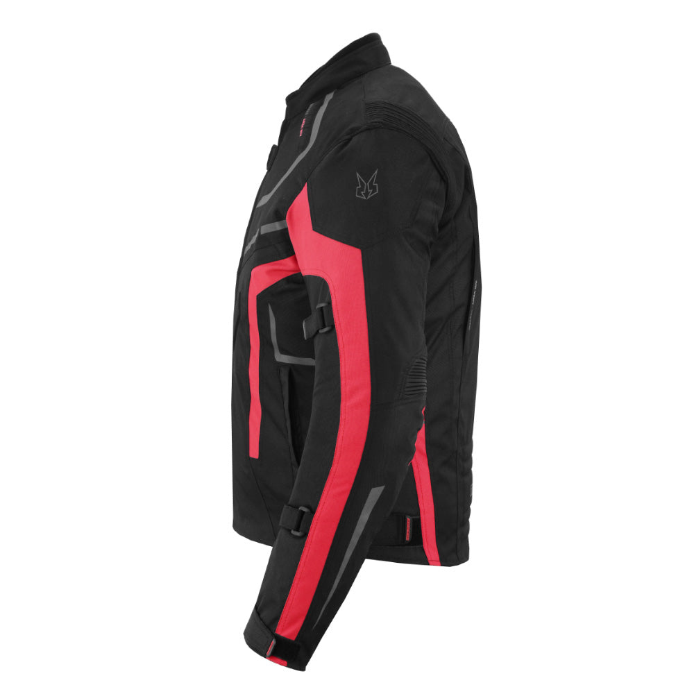 CHAQUETA DE MOTO TEXTILE MZONE VALECO NEGRO / ROJO