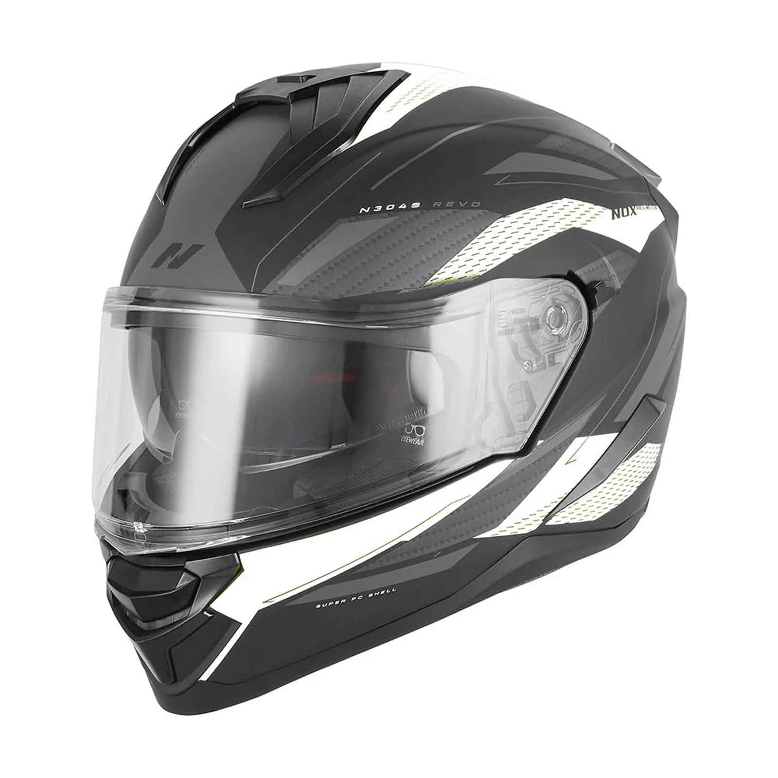 CASCO INTEGRAL REVO N304-S, NEGRO MATE Y BLANCO Imagen secundaria del producto