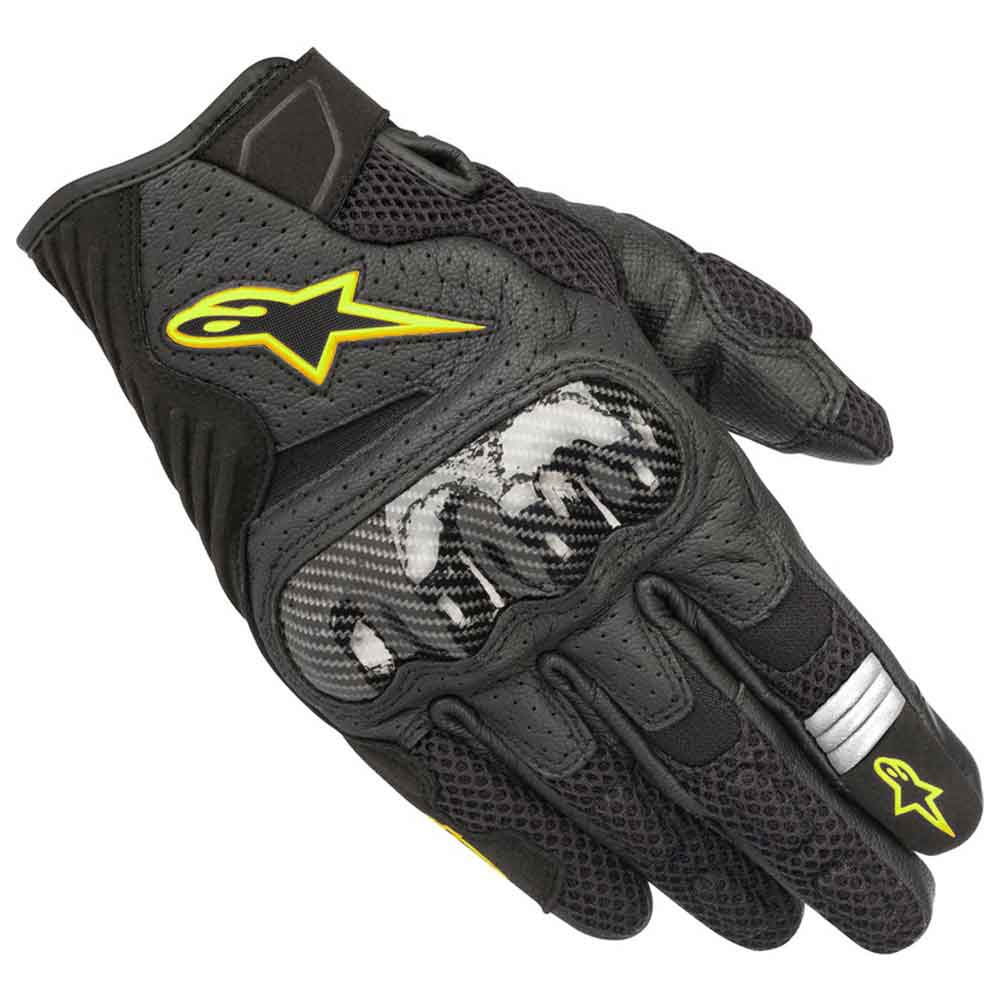 Guantes Alpinestars SMX-1 Air V2 Negros y Amarillos Fluorescentes Imagen principal del producto