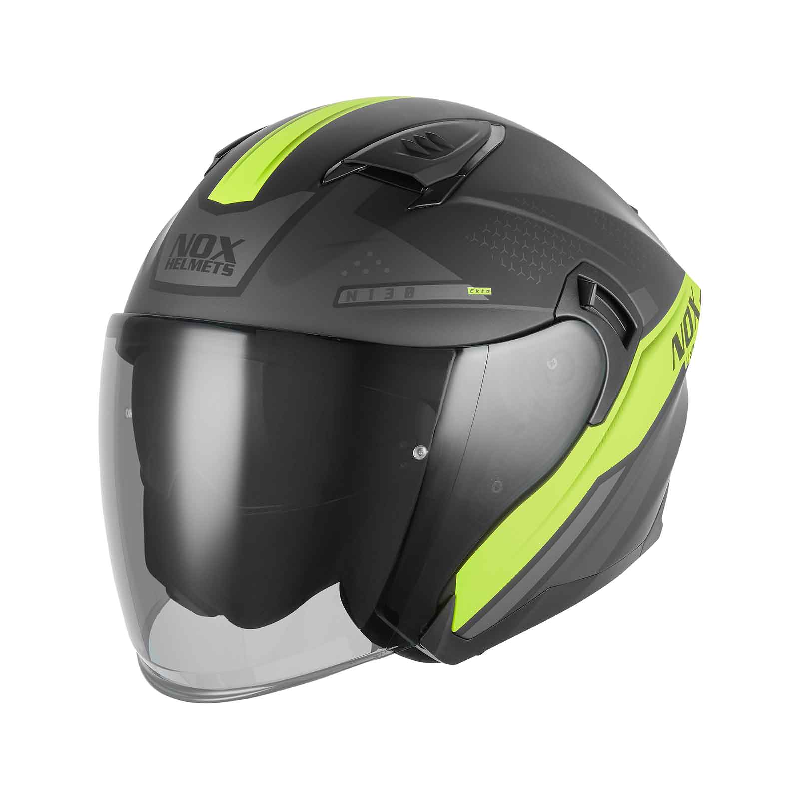 Casco Jet NOX N130 Ekto, Negro Mate/Amarillo Imagen principal del producto