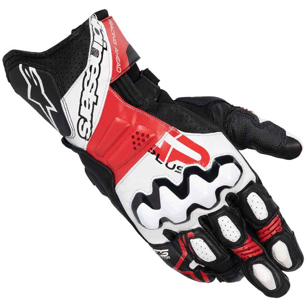 Guantes Alpinestars GP Plus R V3 Negros, Blancos y Rojos Intensos Imagen principal del producto