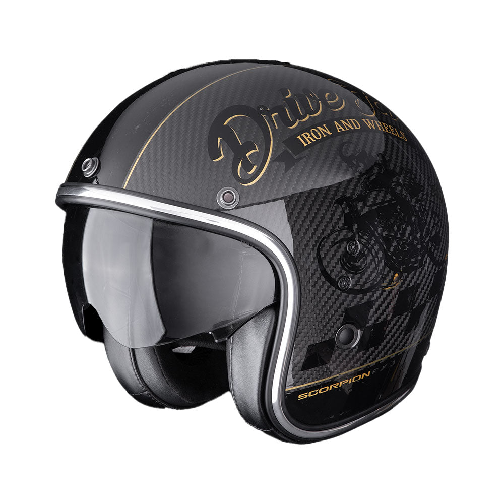 CASCO SCORPION BELFAST EVO CARBON ZIPPY NEGRO-DORADO