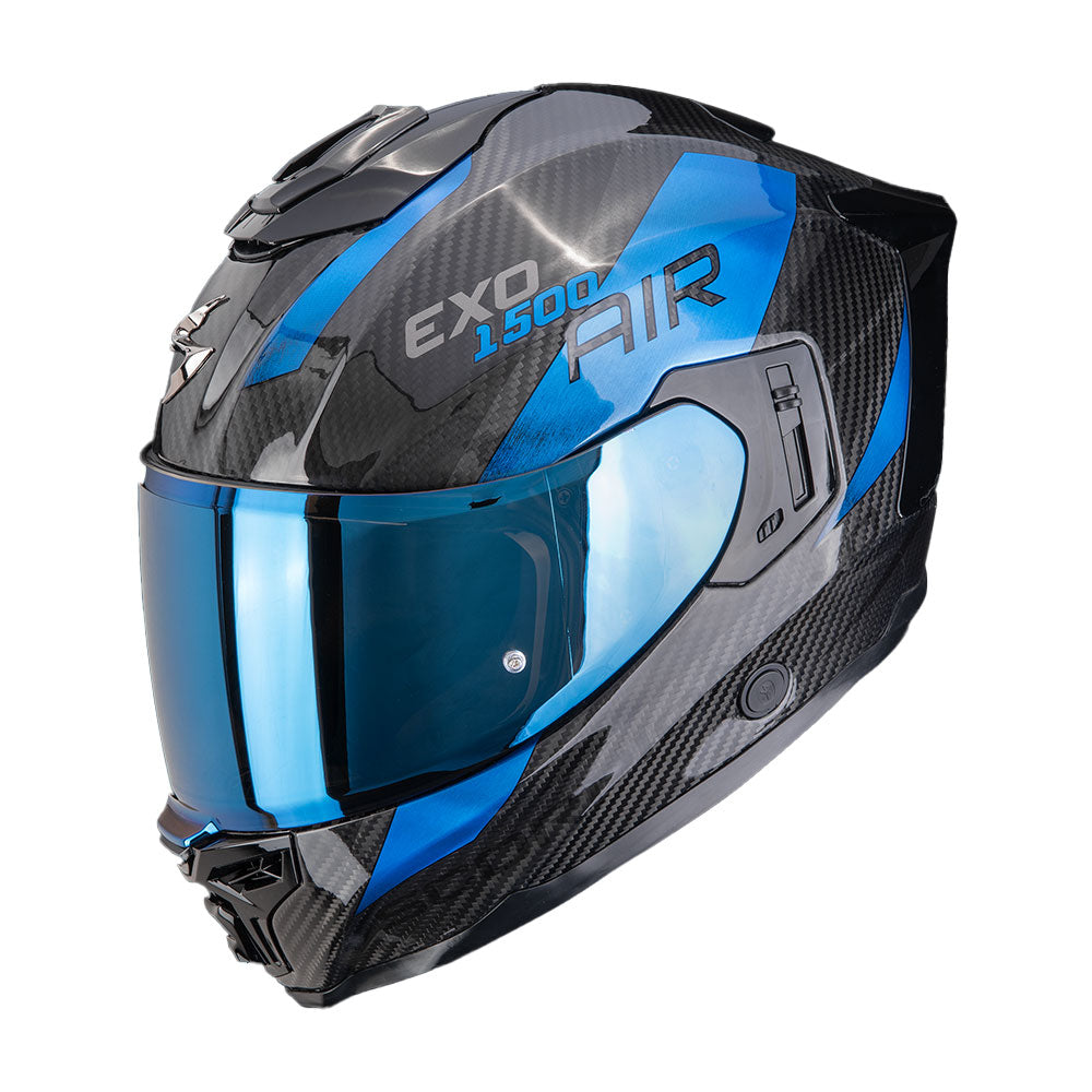 CASCO SCORPION EXO-1500 CARBON AIR PLATTED NEGRO / AZUL