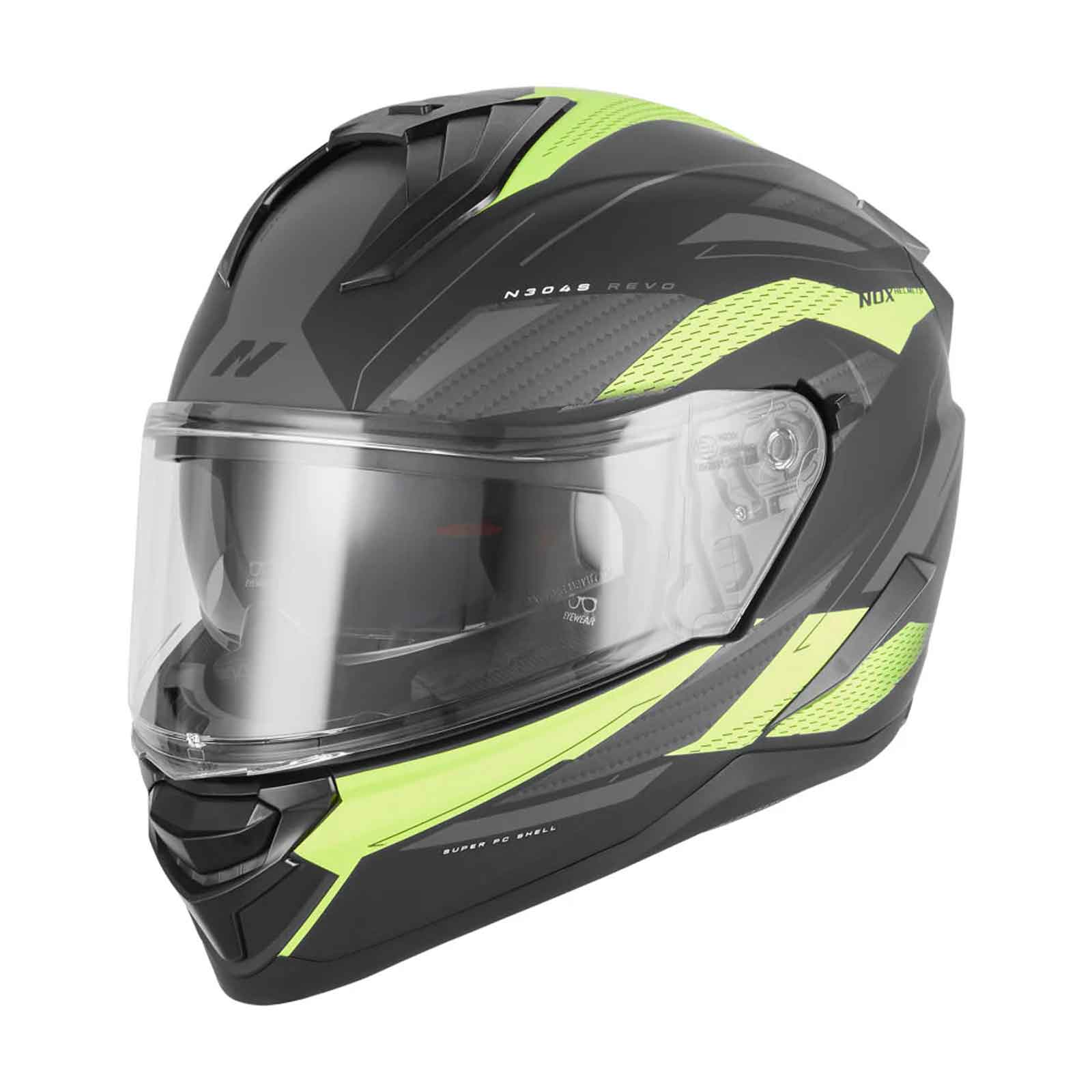 CASCO INTEGRAL REVO N304-S, NEGRO MATE Y AMARILLO Imagen secundaria del producto