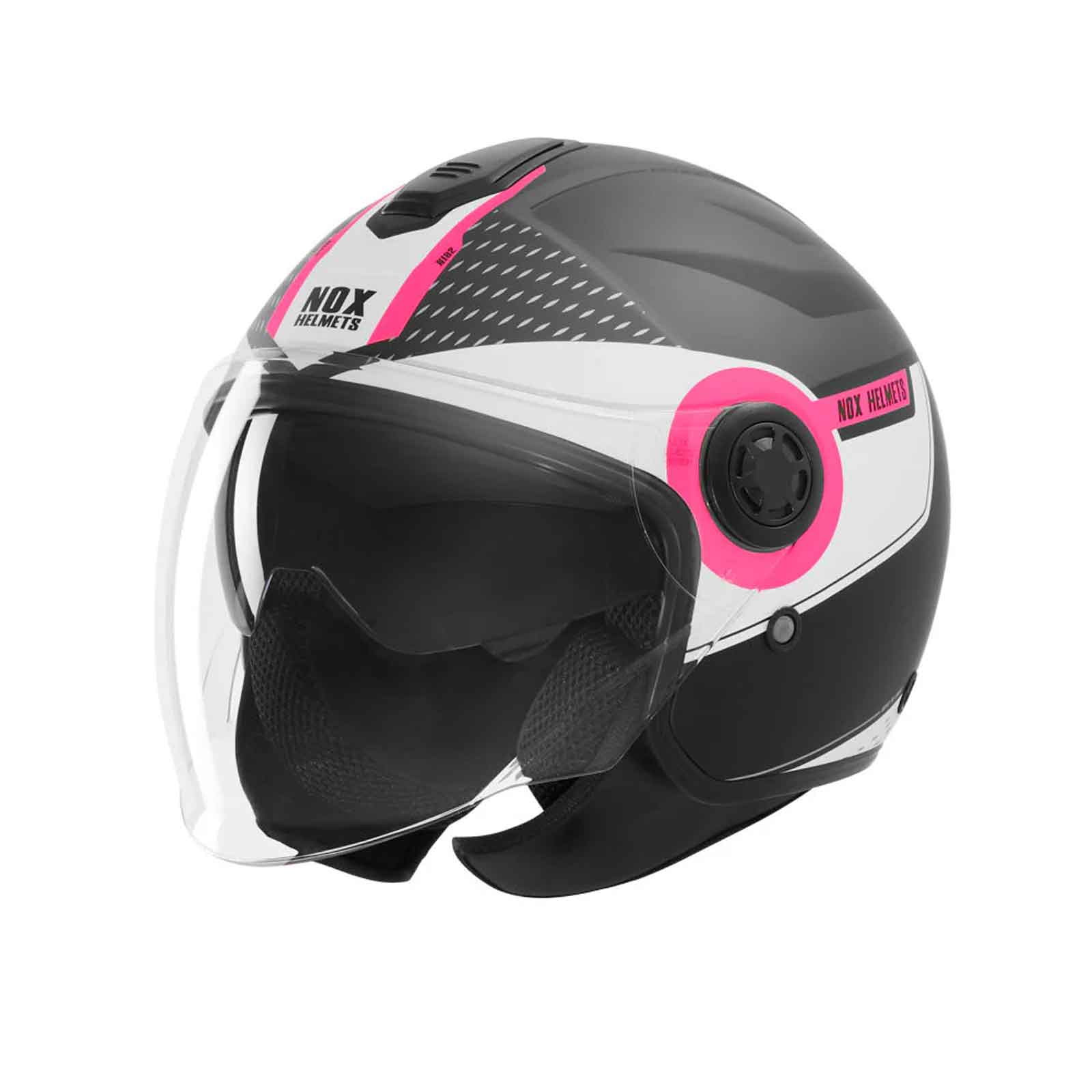 Casco jet NOX N182 Round Negro Mate / Rosa Imagen principal del producto