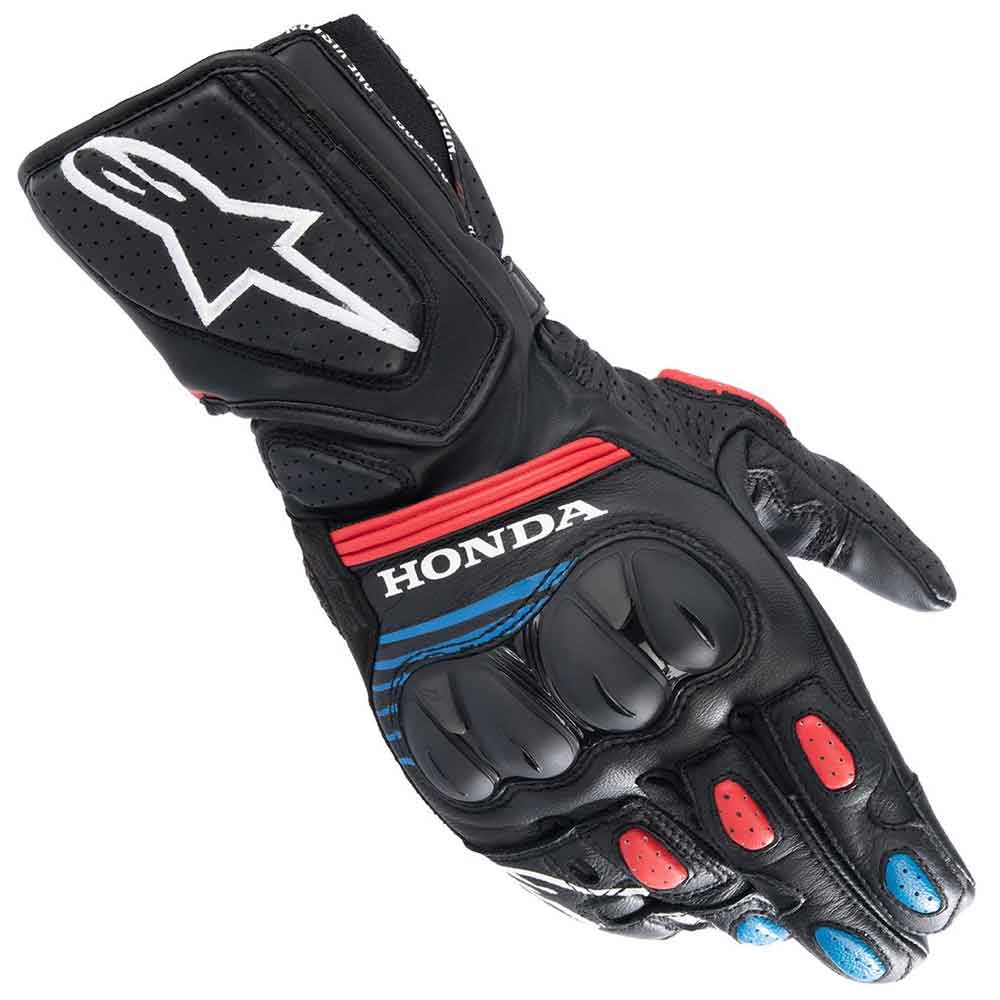 Guantes Alpinestars SP-8 V3 Negros, Rojos Claros y Azules