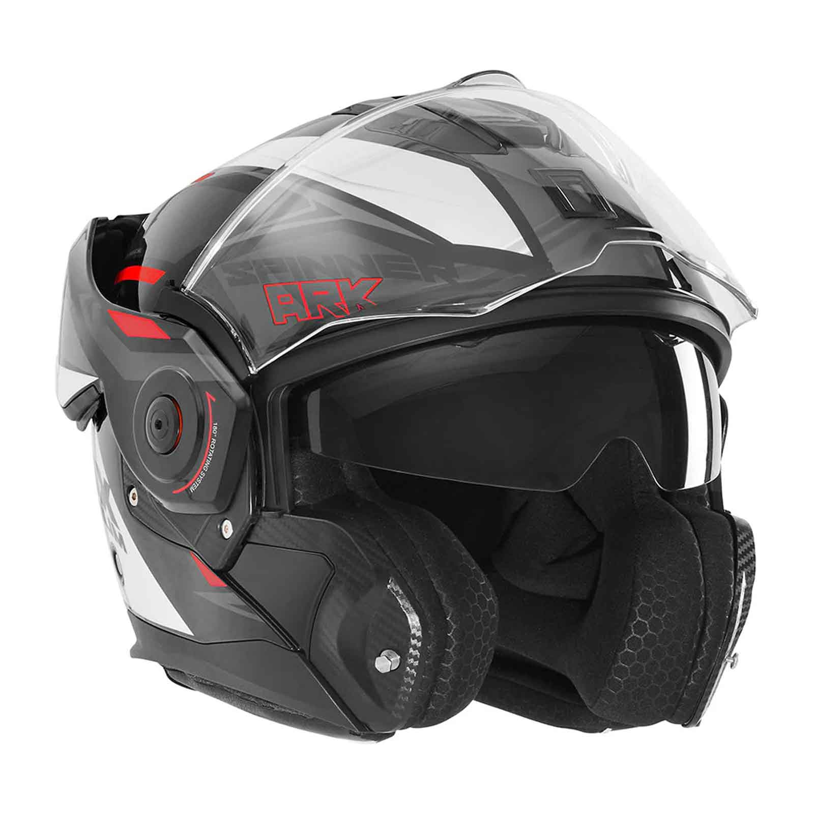 NOX Casco Abatible Premium Spinner ARK Blanco / Rojo / Negro Imagen principal del producto