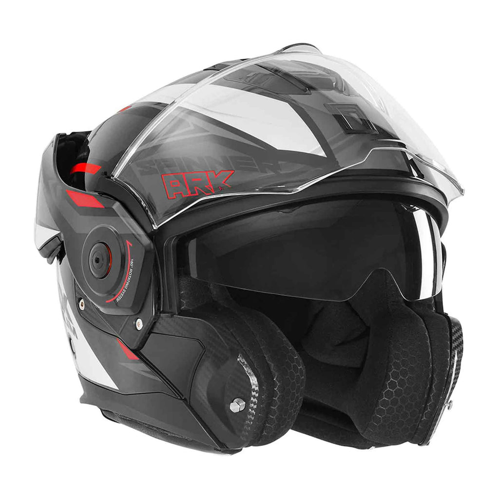 NOX Casco Abatible Premium Spinner ARK Blanco / Rojo / Negro