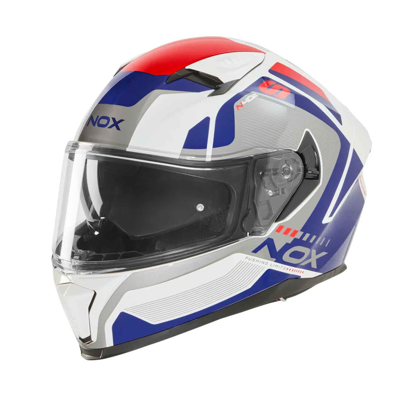 CASCO INTEGRAL NOX MENTOR N402 BLANCO AZUL ROJO Imagen principal del producto