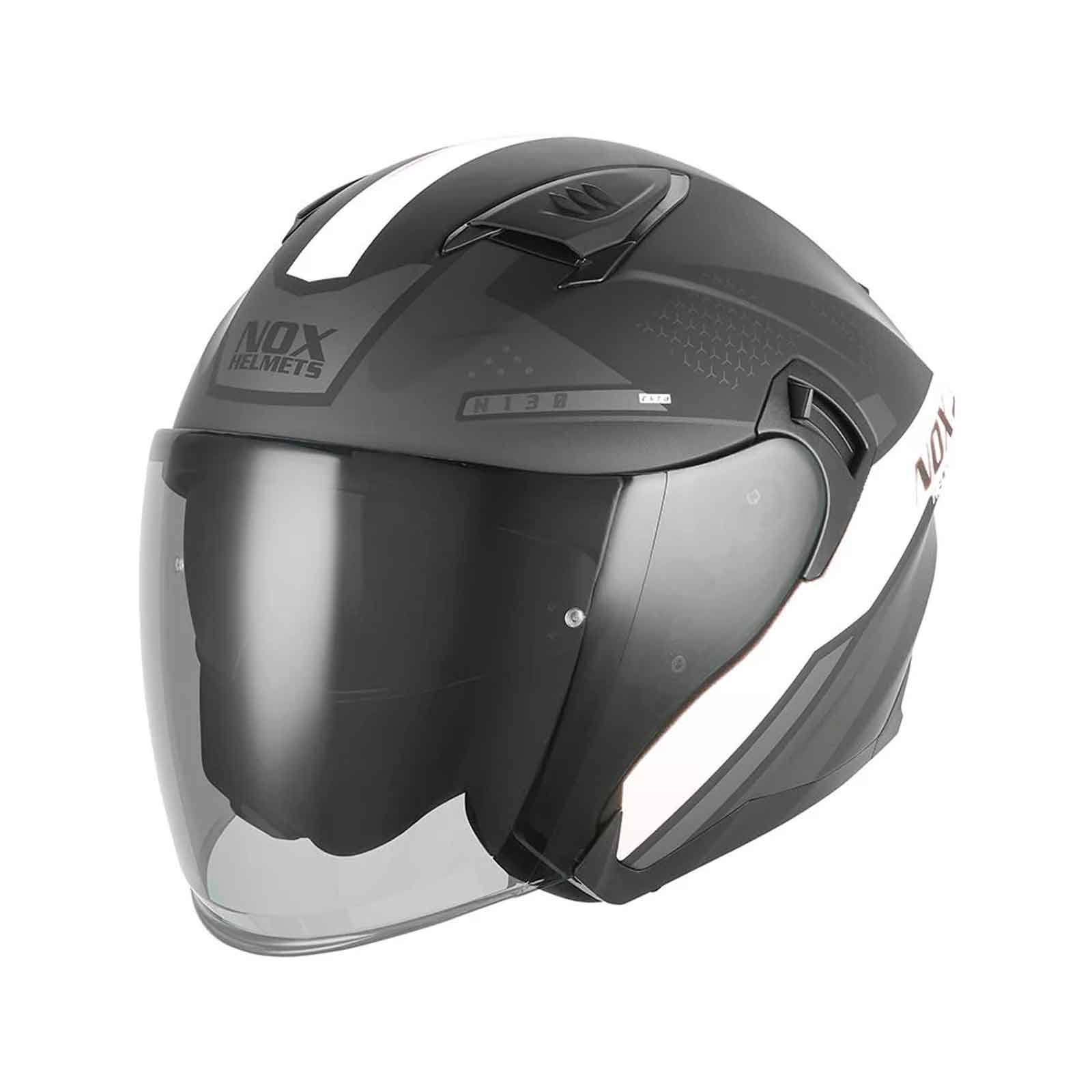Casco Jet NOX N130 Ekto, Negro Mate/Blanco Imagen principal del producto