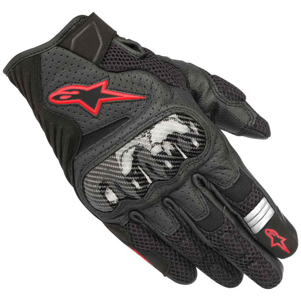 Guantes Alpinestars SMX-1 Air V2 Negros y Rojos Fluorescentes