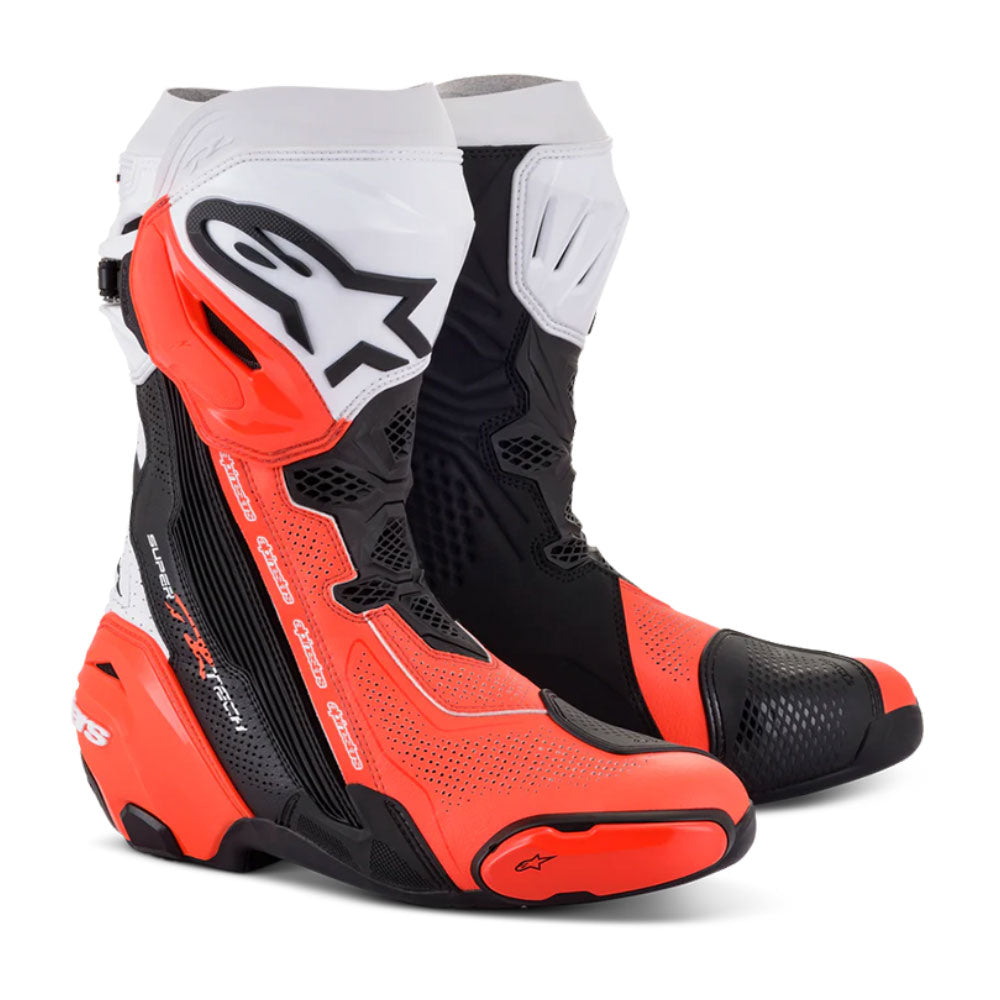 Botas Supertech R Ventiladas Negro Blanco Rojo Fluo