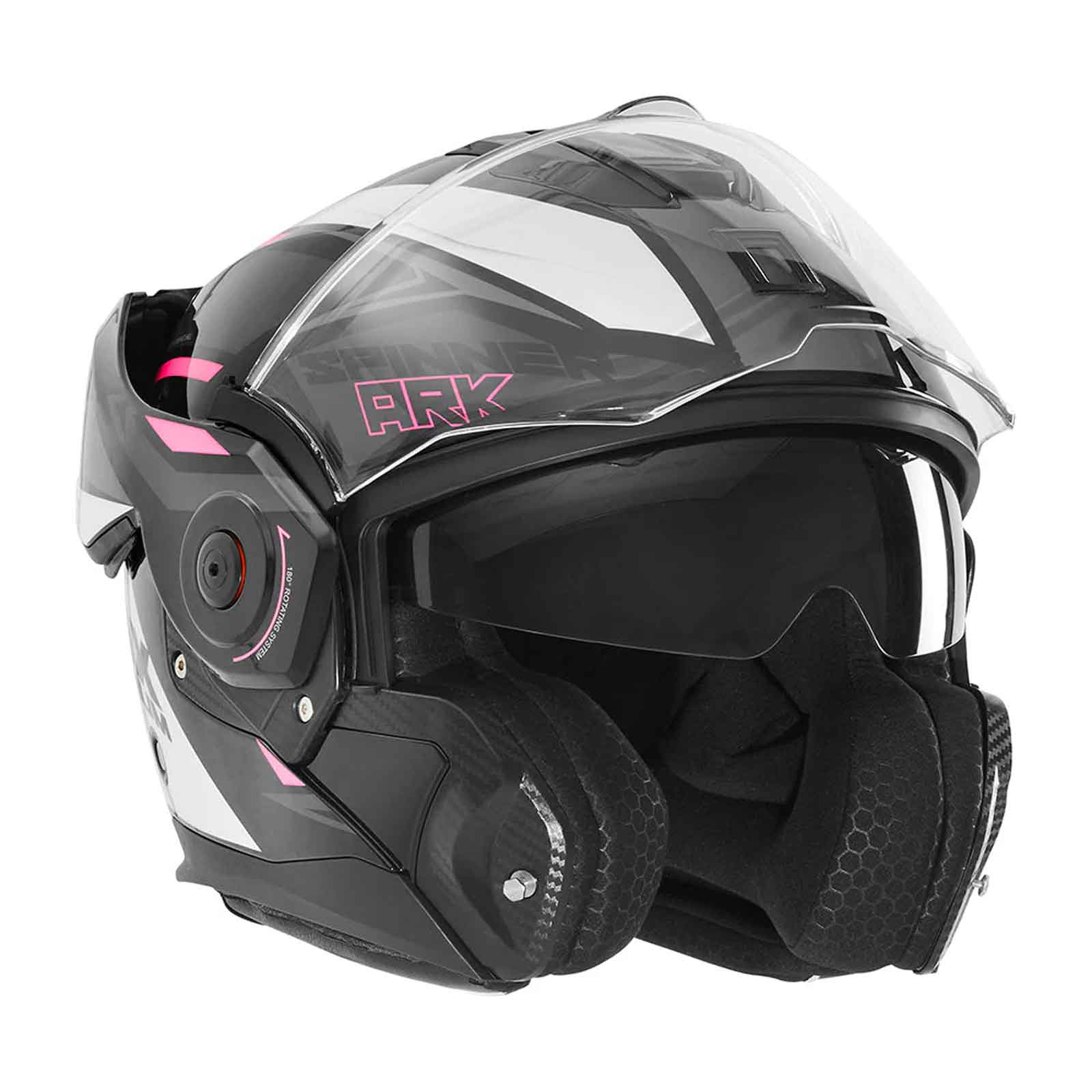 NOX Casco Abatible Premium Spinner ARK Blanco / Rosa / Negro Imagen principal del producto