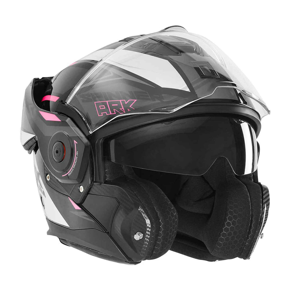NOX Casco Abatible Premium Spinner ARK Blanco / Rosa / Negro