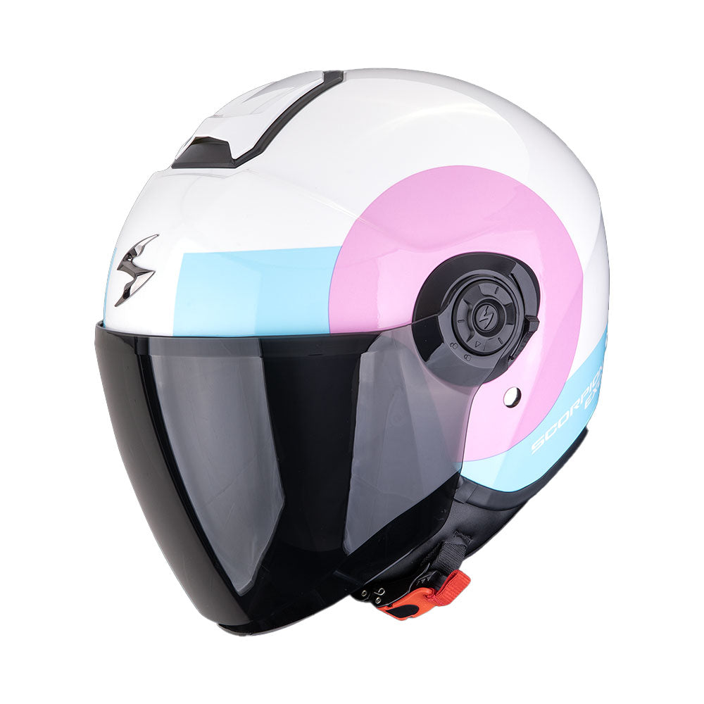 CASCO SCORPION EXO-CITY II SHEER BLANCO-ROSA-AZUL CLARO