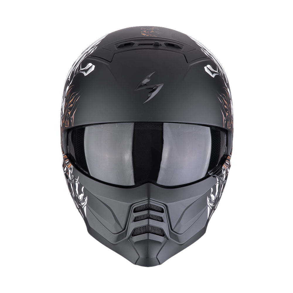 CASCO SCORPION EXO-COMBAT II GENESIS NEGRO MATE-BLANCO-ORO
