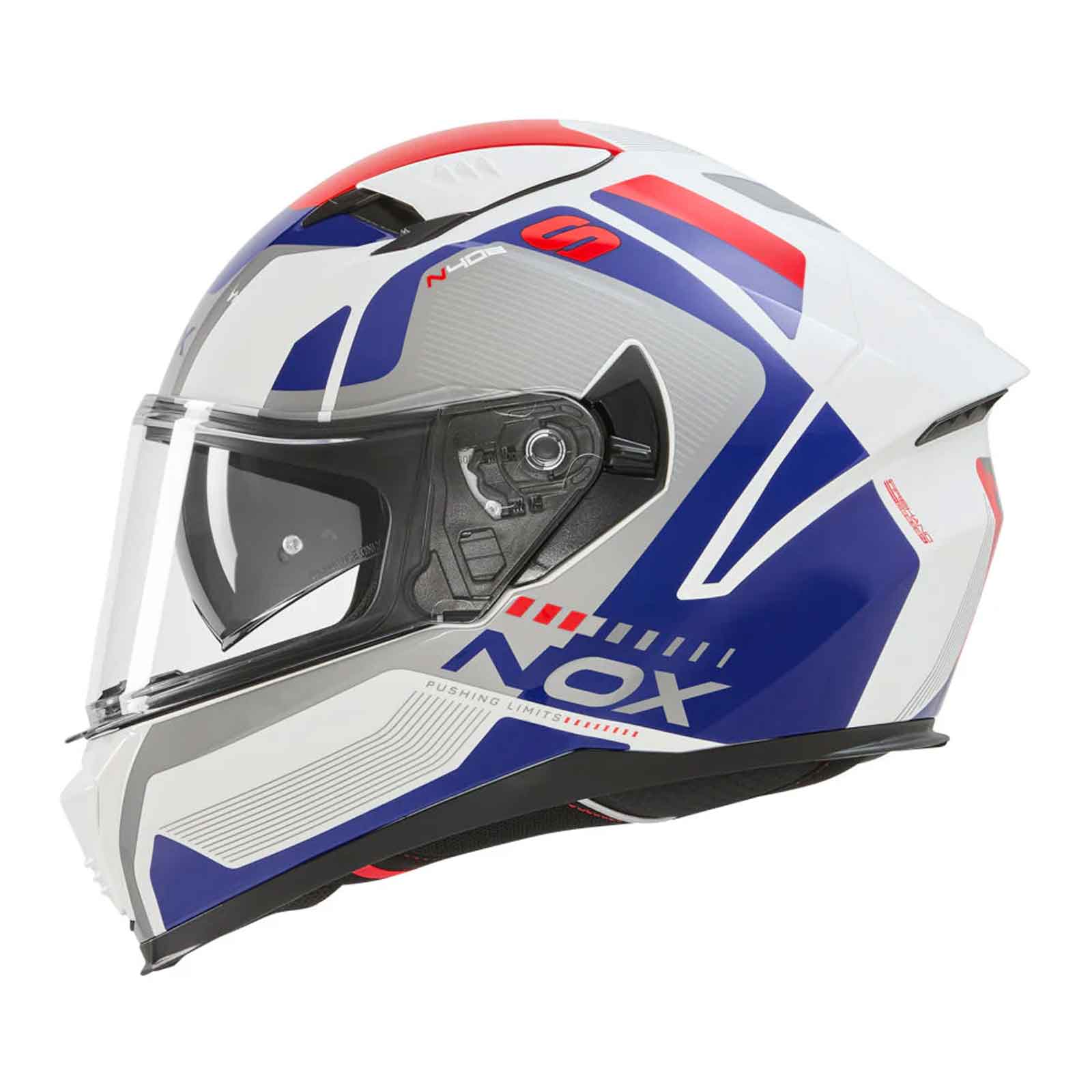 CASCO INTEGRAL NOX MENTOR N402 BLANCO AZUL ROJO Imagen secundaria del producto