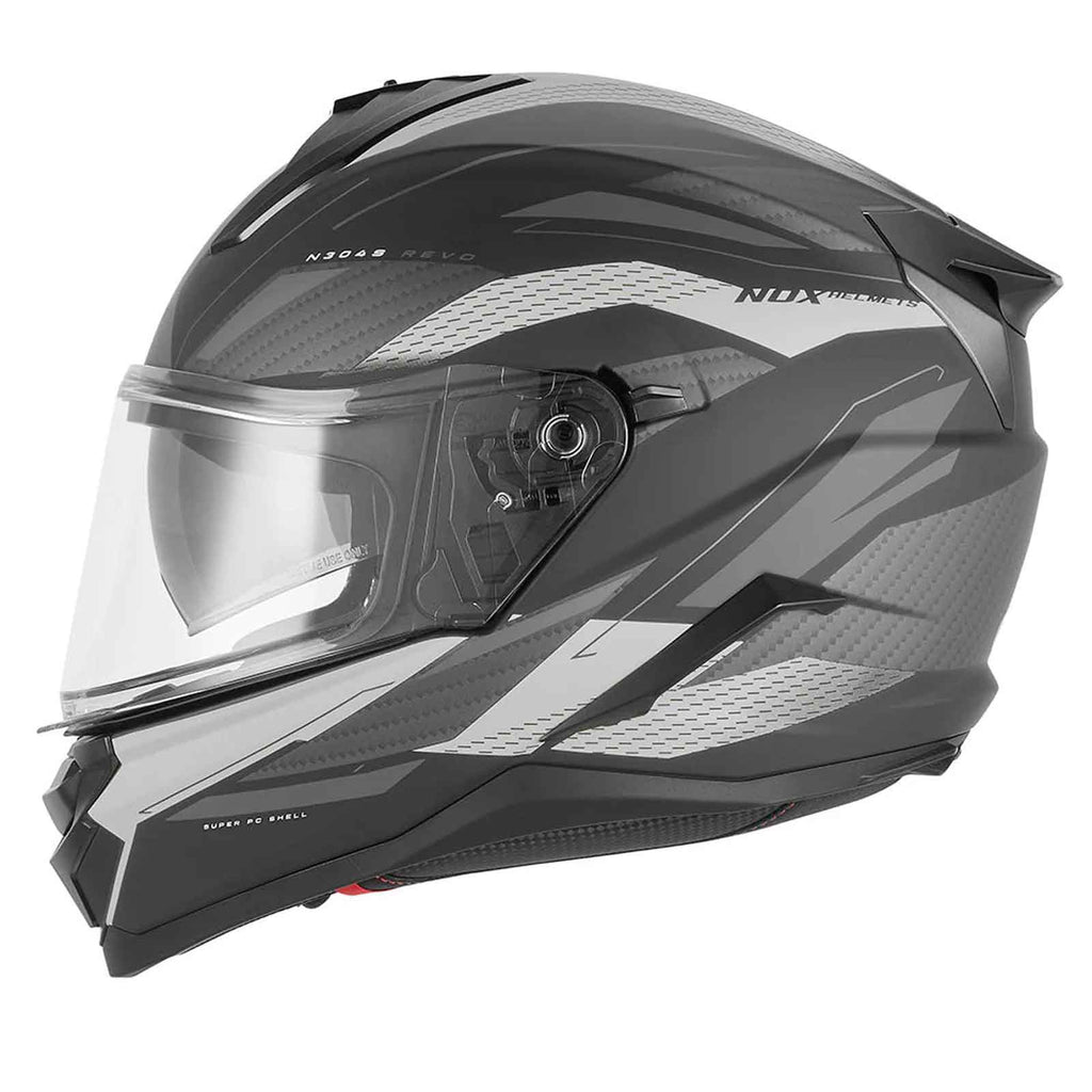CASCO INTEGRAL REVO N304-S, NEGRO MATE Y PLATEADO
