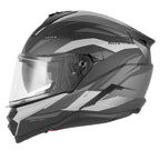 CASCO INTEGRAL REVO N304-S, NEGRO MATE Y PLATEADO