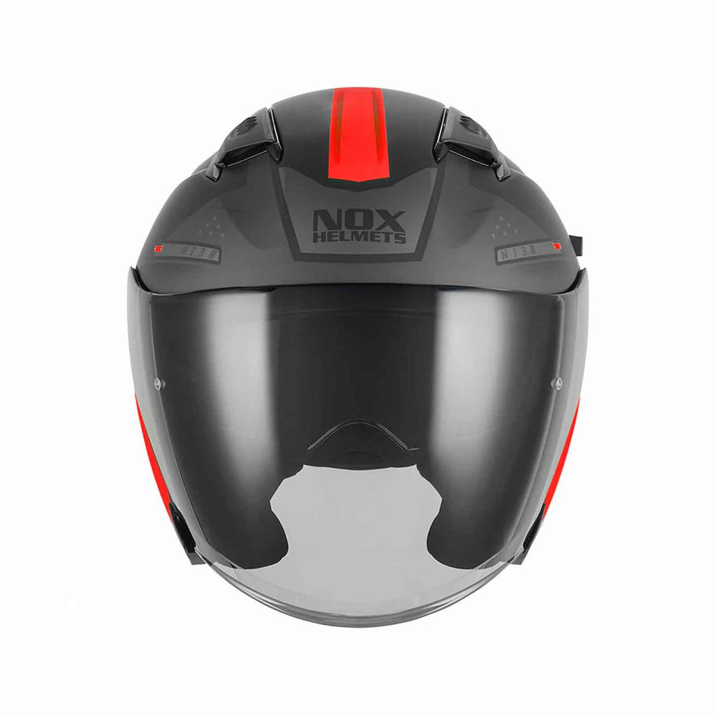 Casco Jet NOX N130 Ekto, Negro Mate/Rojo