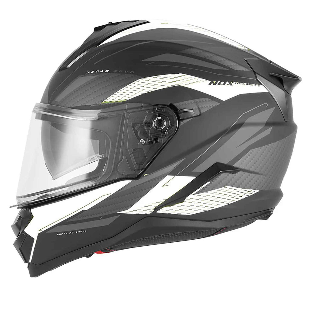 CASCO INTEGRAL REVO N304-S, NEGRO MATE Y BLANCO