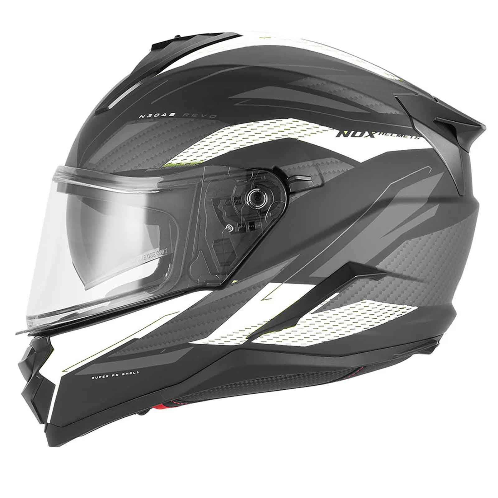 CASCO INTEGRAL REVO N304-S, NEGRO MATE Y BLANCO