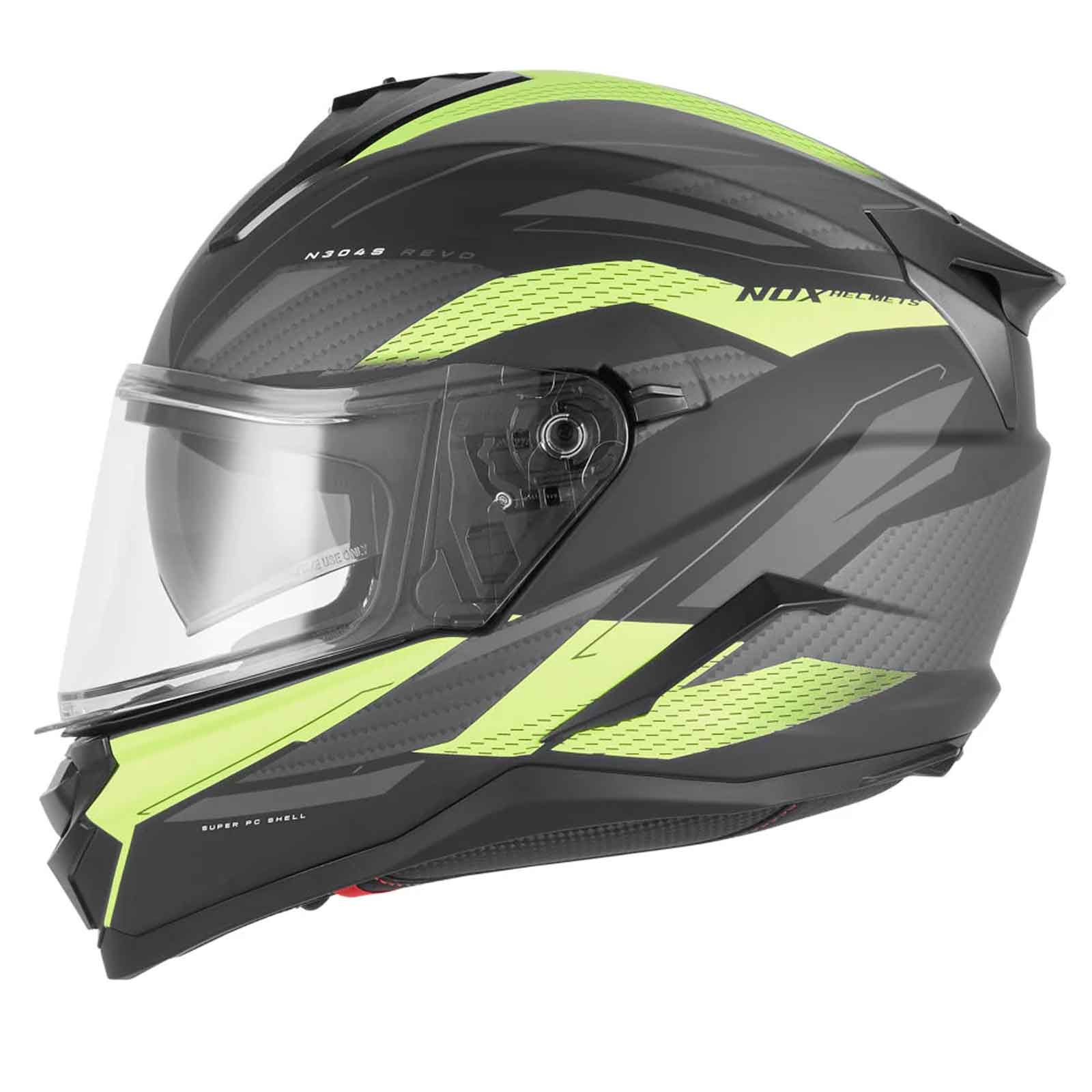 CASCO INTEGRAL REVO N304-S, NEGRO MATE Y AMARILLO