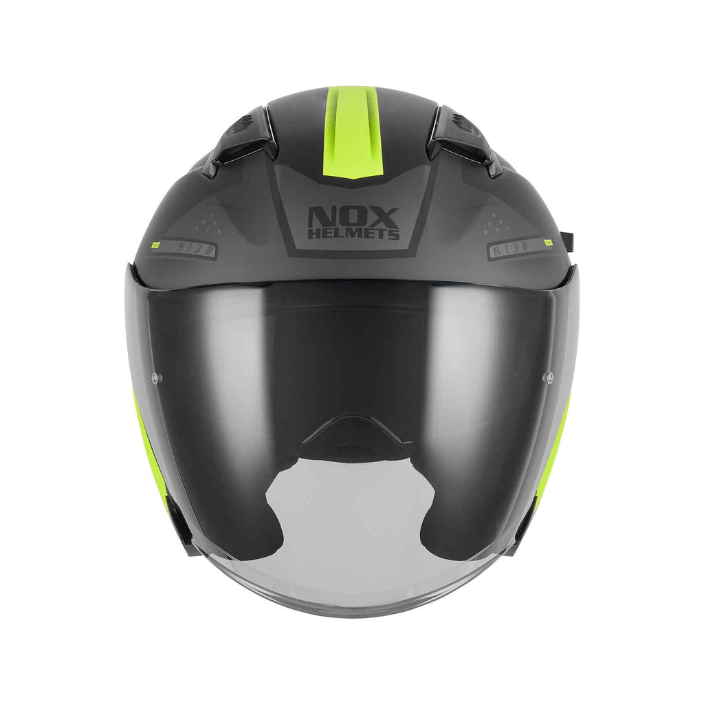 Casco Jet NOX N130 Ekto, Negro Mate/Amarillo