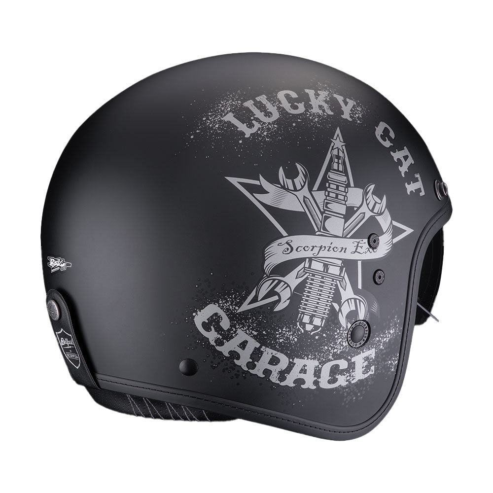 CASCO SCORPION BELFAST EVO HANGAR NEGRO MATE-PLATA