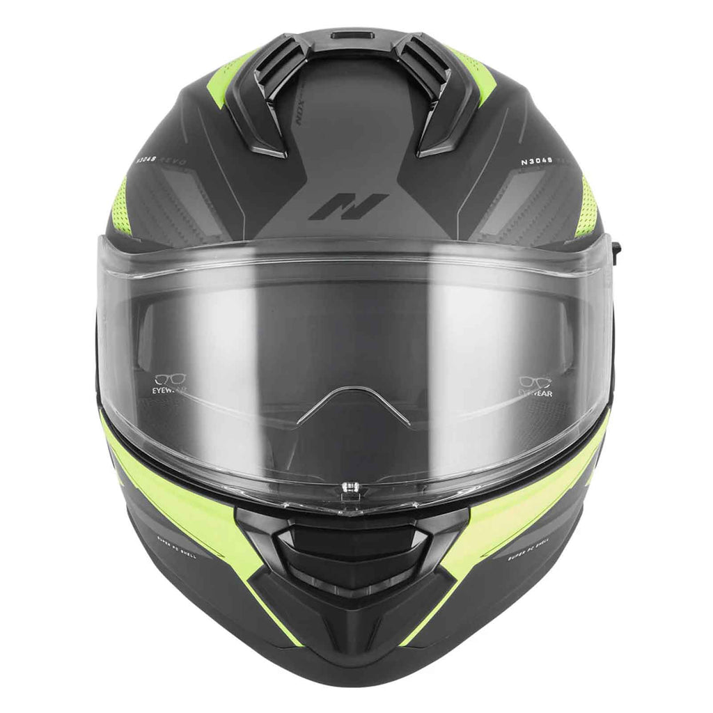 CASCO INTEGRAL REVO N304-S, NEGRO MATE Y AMARILLO