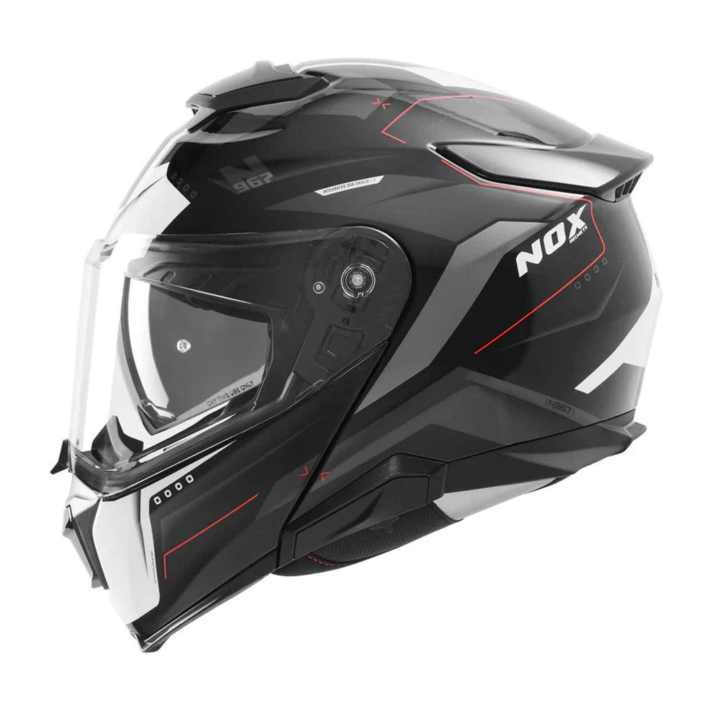 Casco Modular NOX N967 Conquer  Neg / Blanco / Rojo