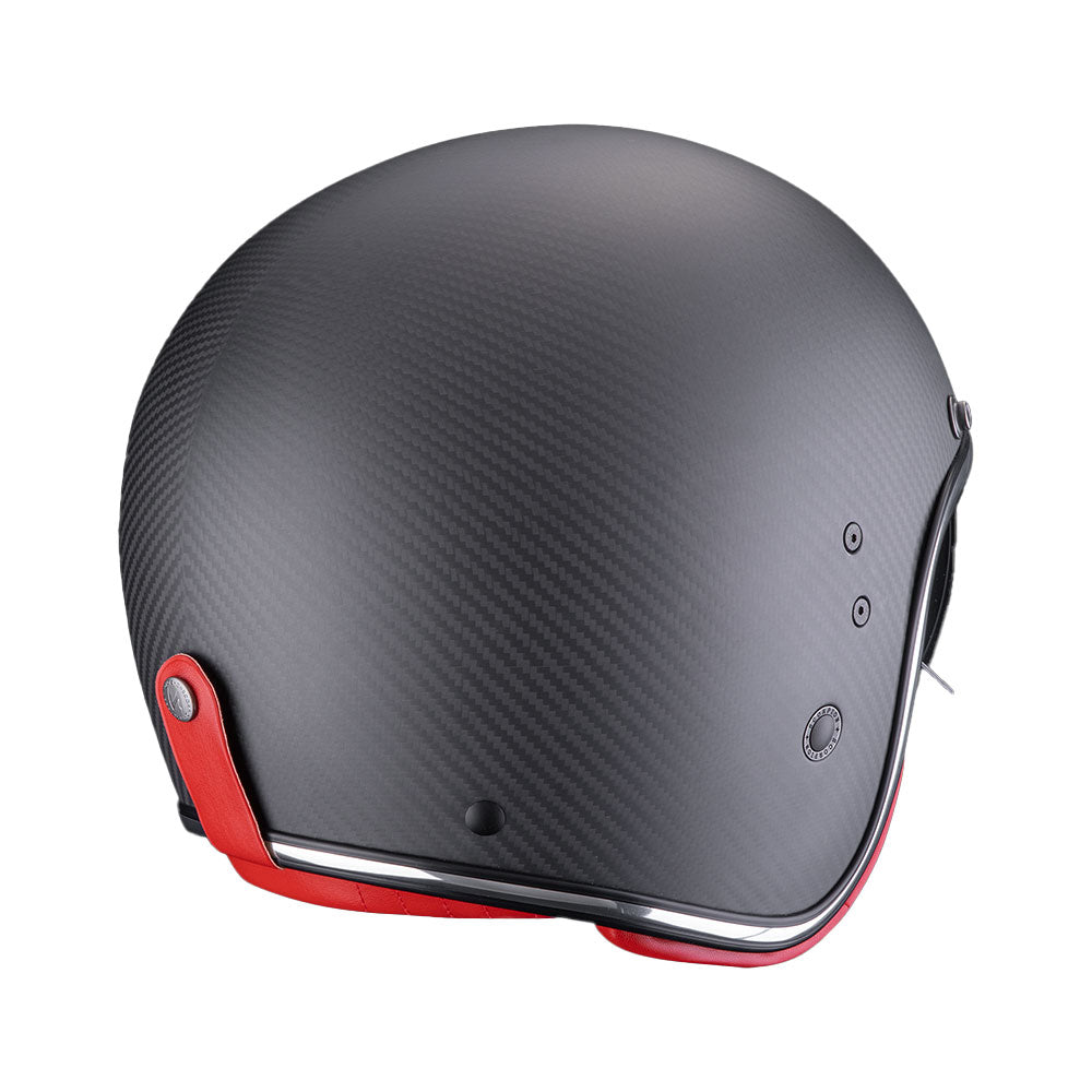 CASCO SCORPION BELFAST EVO CARBON SOLID NEGRO MATE - ROJO