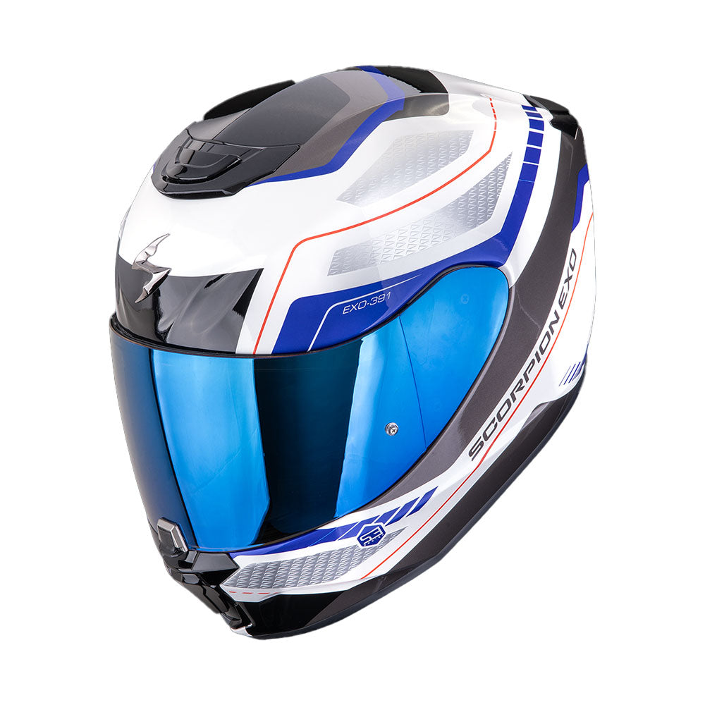 CASCO SCORPION EXO-391 LEO BLANCO / AZUL