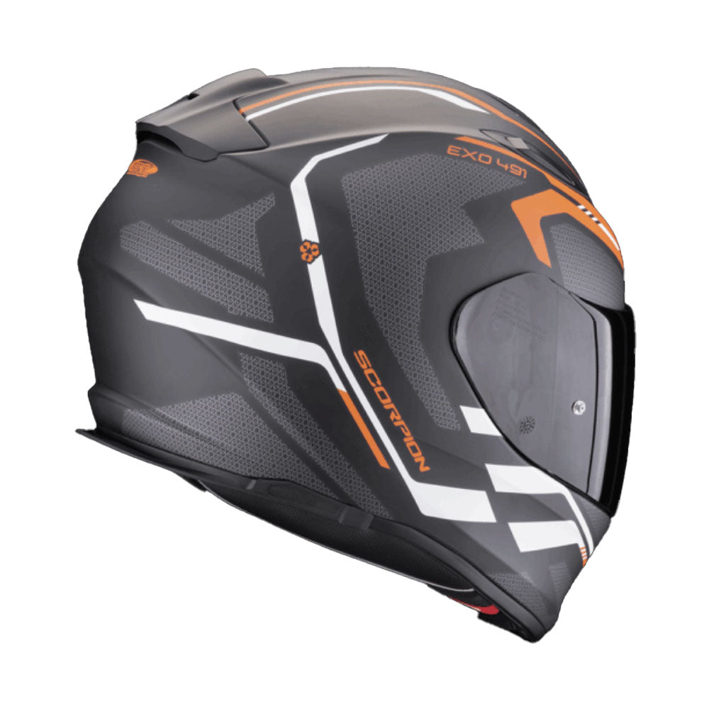 CASCO SCORPION EXO-491 KRIPTA NEGRO MATT/ NARANJA