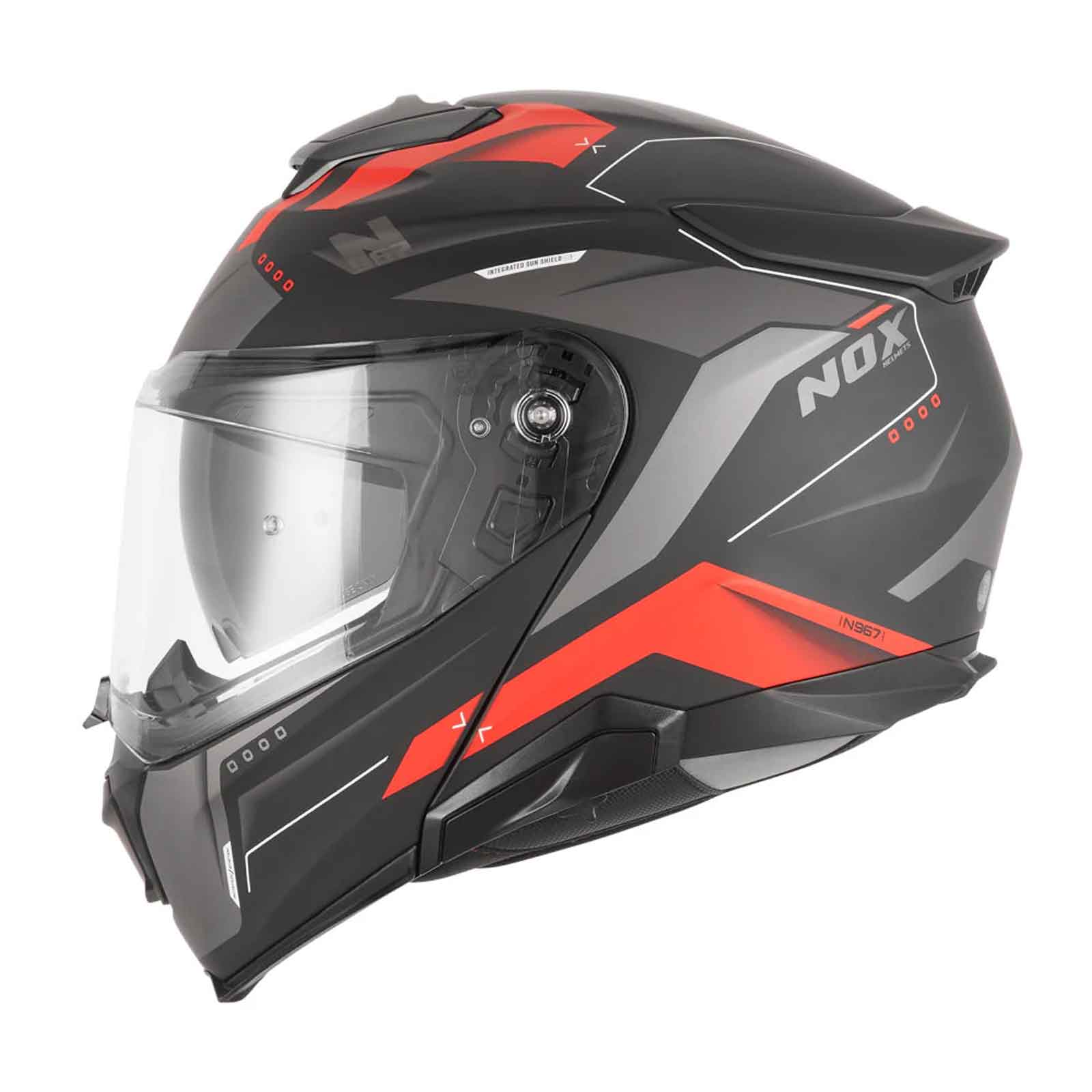 Casco Modular NOX N967 Conquer  Rojo / Negro Imagen principal del producto
