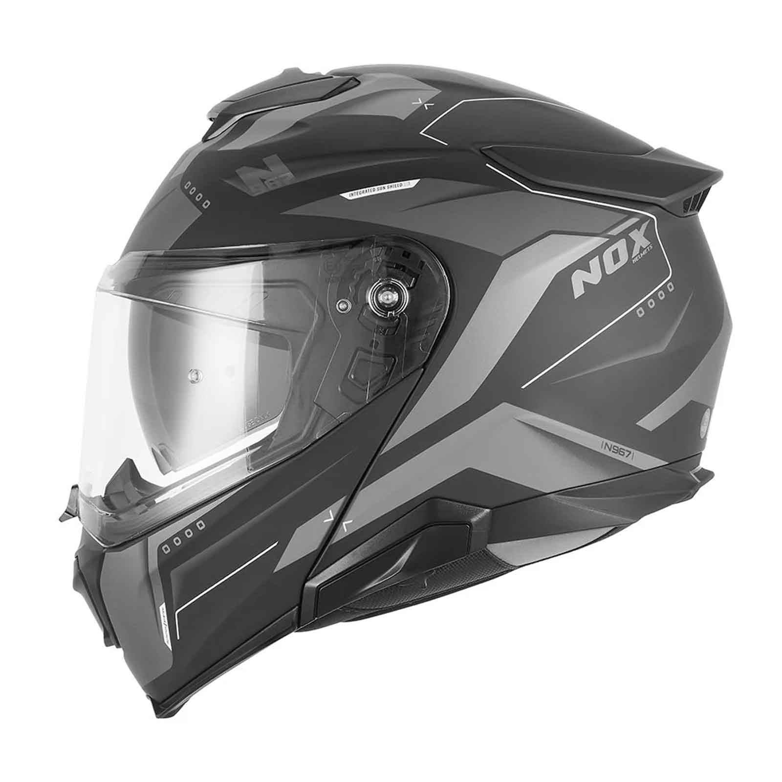 Casco Modular NOX  N967 Conquer Plateado / Negro Imagen principal del producto