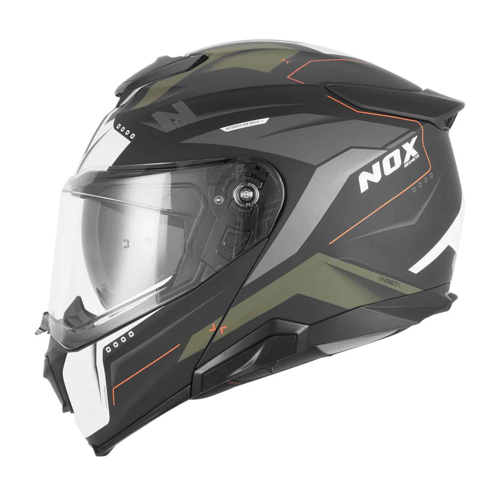 Casco Modular NOX N967 Conquer  Kaki / Naranja Imagen principal del producto