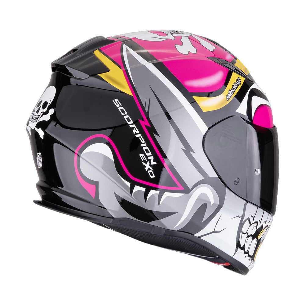 CASCO SCORPION EXO-491 PIRATE NEGRO / PINK
