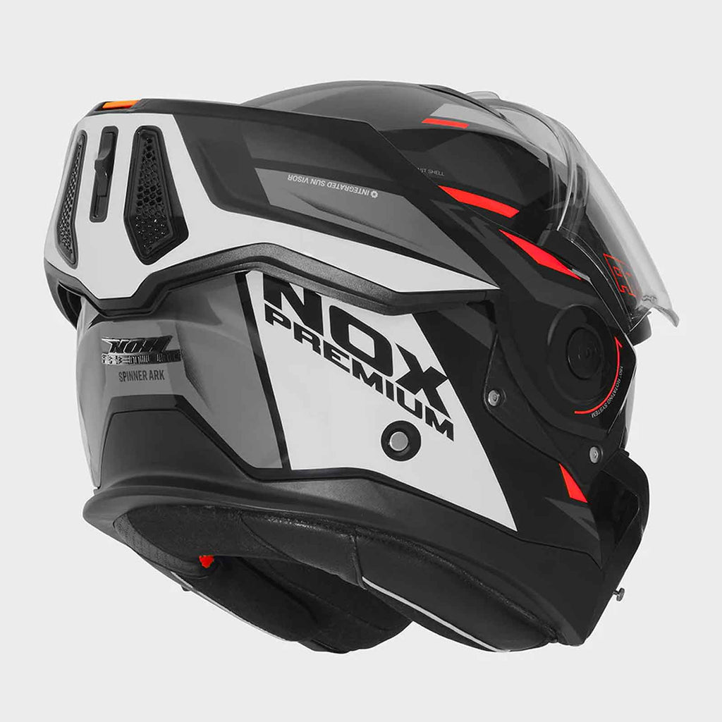 NOX Casco Abatible Premium Spinner ARK Blanco / Rojo / Negro
