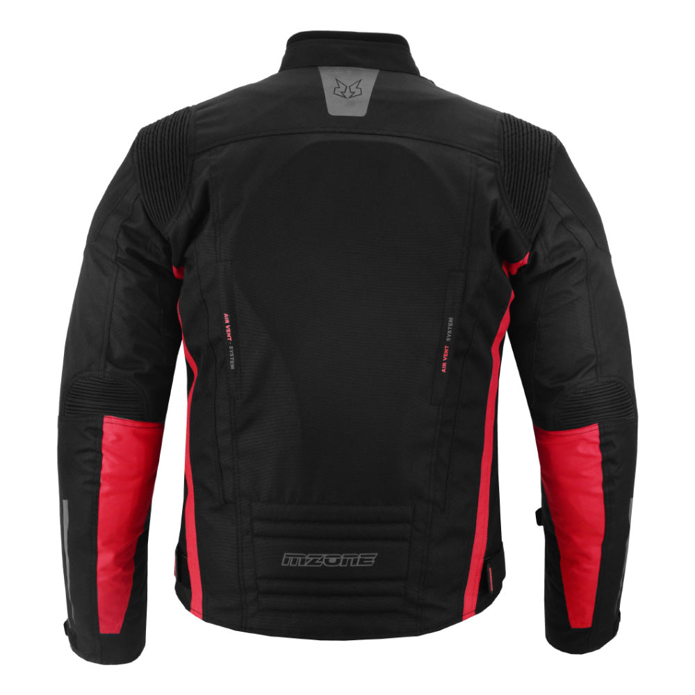 CHAQUETA DE MOTO TEXTILE MZONE VALECO NEGRO / ROJO