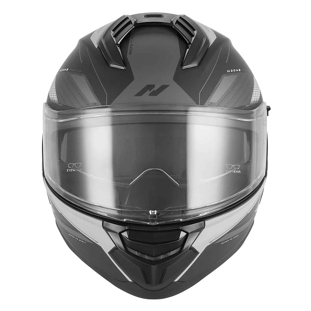 CASCO INTEGRAL REVO N304-S, NEGRO MATE Y PLATEADO