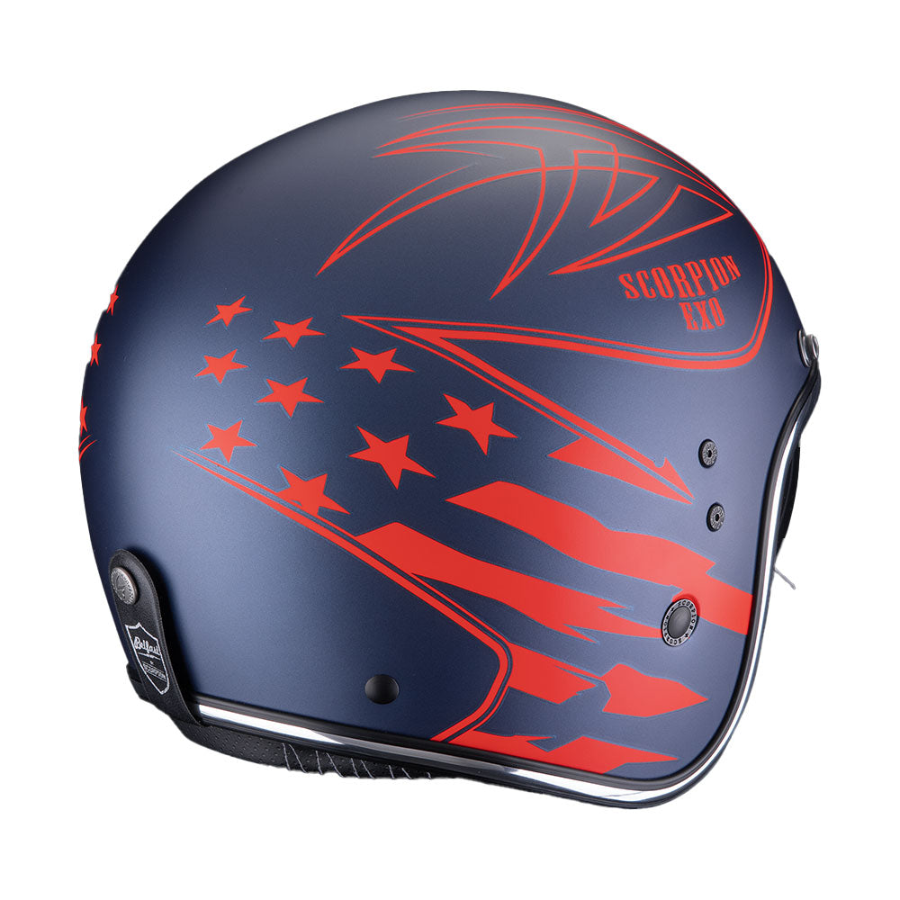 CASCO SCORPION BELFAST EVO DAWG AZUL MATE-ROJO