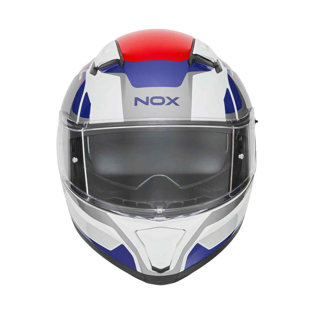 CASCO INTEGRAL NOX MENTOR N402 BLANCO AZUL ROJO