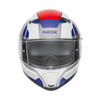 CASCO INTEGRAL NOX MENTOR N402 BLANCO AZUL ROJO